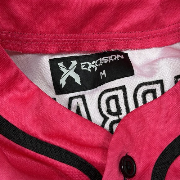 Excision Neon Pink Black Headbanger Stitched M Baseball Jersey EDM Music Rave - Picture 6 of 8
